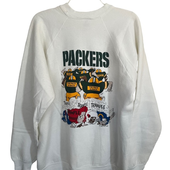 Vintage 80’s Green Bay Packers Cartoon Crewneck XL - Picture 2 of 5